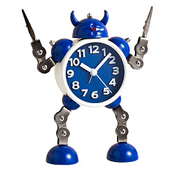 Réveil Analogique Silencieux Robot Cartoon Chevet Pour Enfants Bleu pas cher