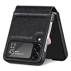 Coque en TPU + cuir véritable CASENEO pliable avec béquille pour votre Samsung Galaxy Z Flip4 5G - noir