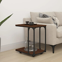 Maison Chic Table d'appoint | Table Basse à roues Chêne marron 50x35x55,5 cm -GKD49884