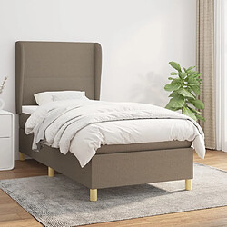 vidaXL Sommier à lattes de lit avec matelas Taupe 90x200 cm Tissu