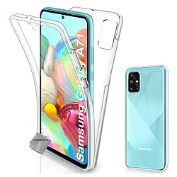 Htdmobiles Coque silicone gel fine 360 integrale (avant et arriere) pour Samsung Galaxy A71 + film ecran - TRANSPARENT