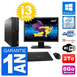 PC Lenovo M800 SFF Ecran 22" Intel i3-6100 RAM 8Go Disque 2To Windows 10 Wifi - Occasion