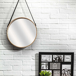 The Home Deco Factory Miroir rond 40 cm avec anse en polyuréthane bois.