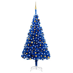 vidaXL Arbre de Noël artificiel pré-éclairé et boules bleu 240 cm PVC