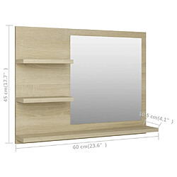 vidaXL Miroir de salle de bain chêne sonoma bois d’ingénierie pas cher