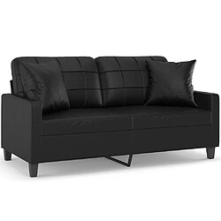 Maison Chic Canapé 2 places avec oreillers,Sofa de Salon,Canapé droit décoratifs noir 140cm similicuir -GKD619619