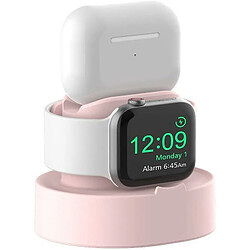 Chrono Support de charge pour Apple Watch SE, séries 6, 5, 4, 3, 2, 1, 44 mm / 42 mm / 40 mm / 38 mm, support d'installation facile pour le chargeur AirPods Pro Dock,(rose)