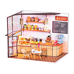 Dollhouse Miniature avec des Meubles Ornements, BRICOLAGE En Bois Café Poupée Maison Kit, Échelle 1:24 Café Mini Maison