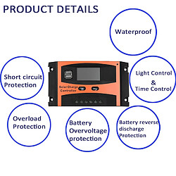 Yonis Contrôleur Solaire MPPT 12V/24V Identification Automatique Avec USB pas cher