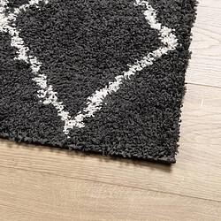 Avis vidaXL Tapis shaggy à poils longs moderne noir et crème 200x200 cm