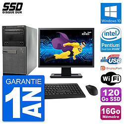 PC Tour Dell 3020 Ecran 22" Intel G3220 RAM 16Go SSD 120Go Windows 10 Wifi - Occasion