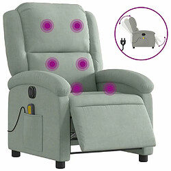 Maison Chic Fauteuil Relax pour salon, Fauteuil inclinable électrique de massage gris clair velours -GKD69167