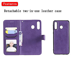 Wewoo Housse Coque Pour Galaxy M30 Étui de protection à rabat horizontal de couleur unie avec support et fentes cartes et portefeuille et cadre photo et lanière violet pas cher