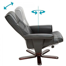 Acheter Helloshop26 Fauteuil de relaxation lounge détente TV avec tabouret noir pied marron 08_0000484