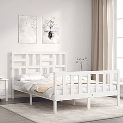 Avis Maison Chic Cadre/structure de lit avec tête de lit pour adulte - Lit Moderne Chambre blanc double bois massif -MN57135