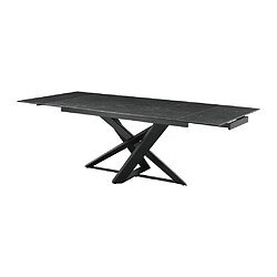 Vente-Unique Table à manger extensible 6 à 10 personnes en verre trempé et céramique - Effet marbre noir - MADRIANA pas cher