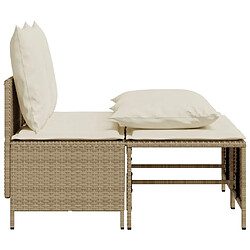 Avis vidaXL Salon de jardin avec coussins 4 pcs beige résine tressée