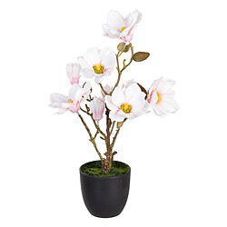 BigBuy Home Plante décorative Polyester Polyéthylène Fer 25 x 25 x 49 cm Magnolia