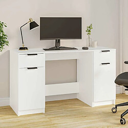 Maison Chic Bureau avec armoire latérale de rangement,Table de travail,Table d'étude Blanc Bois d'ingénierie -GKD46990