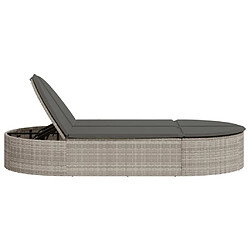 Avis vidaXL Chaise longue double avec coussins gris clair résine tressée