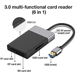 Avis Universal 6 en 1 lecteur de carte multimètre ABS ABS Aluminium Shell Shell PVC Reader USB 3.0 2 Port Hub High