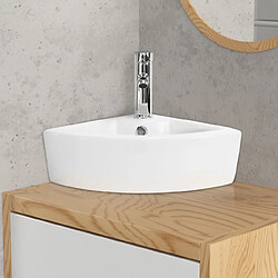 Acheter ML-Design Lavabo en Céramique Blanc Brillant, 46x33x13 cm, Anguleux, Vasque à Poser sur Plan de Toilette, Lave-Mains Évier pour la Salle de Bain/WC Invités, Design Moderne, sans Matériel de Montage