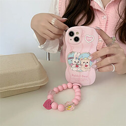 GUPBOO Étui pour iPhone11ProMax Amour Fraise Ours Lapin Dessin Animé Téléphone Cas Bracelet Doux