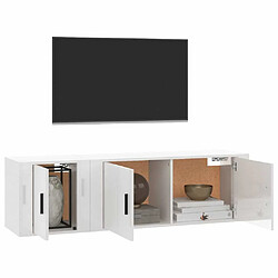 Avis Maison Chic Ensemble de meubles TV 2 pcs pour salon - blanc brillant bois d'ingénierie -MN43243