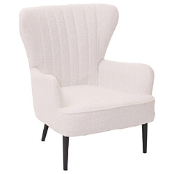 Avis Mendler Fauteuil lounge HWC-K37, fauteuil cocktail/à oreilles chaise rembourrée rétro vintage tissu bouclé (600g/m²) Öko-Tex ~ blanc