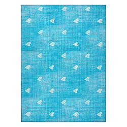 RUGSX Tapis pour enfants HEARTS Jeans, vintage cœurs - turquoise 100x150 cm