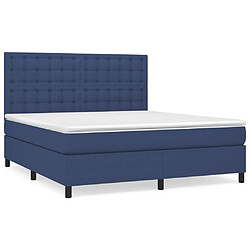 vidaXL Sommier à lattes de lit avec matelas Bleu 180x200 cm Tissu