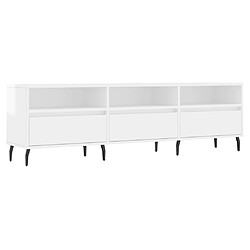 Maison Chic Meuble TV scandinave - Banc TV pour salon blanc brillant 150x30x44,5 cm bois d'ingénierie -MN39357