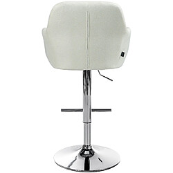 Decoshop26 Tabouret de bar chaise haute x1 fonction rotation 360° en tissu crème avec coutures décoratives piètement métal chromé 10_0005272 pas cher