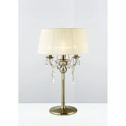 Luminaire Center Lampe de Table Olivia avec Abat jour crème 3 Ampoules laiton antique/cristal