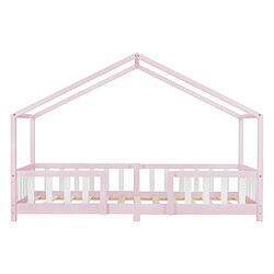 Acheter Lit d'enfant Treviolo Forme Maison avec Matelas à Mousse à Froid 200 x 90 cm Rose Blanc [en.casa]