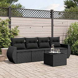 Maison Chic Salon de jardin 5 pcs avec coussins | Ensemble de Table et chaises | Mobilier d'Extérieur noir résine tressée -GKD66261