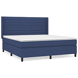 vidaXL Sommier à lattes de lit avec matelas Bleu 160x200 cm Tissu