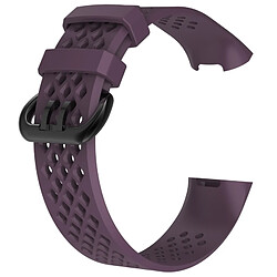 Wewoo Bracelet pour montre connectée Dragonne ajustable avec trou carré FITBIT Charge 3 violet foncé