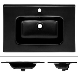 ML DESIGN MODERN LIVING Lavabo éncastre céramique noir mat vasque á poser rectangulaire 710x180x470 mm