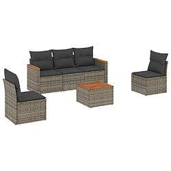 Maison Chic Ensemble Tables et chaises d'extérieur 6pcs avec coussins,Salon de jardin gris résine tressée -GKD948778