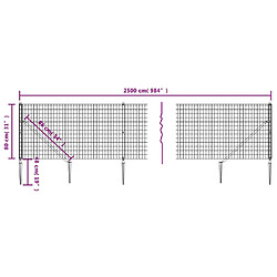 Acheter vidaXL Clôture en treillis métallique et ancrage anthracite 0,8x25 m