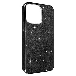 Avizar Coque iPhone 14 Pro Max Paillette Amovible Silicone Semi-rigide Noir