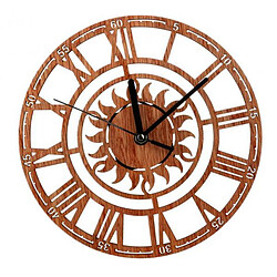 Horloge murale en bois en forme de soleil de 23 cm avec horloge à piles