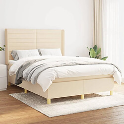 Maison Chic Lit Adulte - Lit simple Lit à sommier tapissier avec matelas moelleux - Meuble de Chambre - Crème 140x200 cm Tissu -MN38137