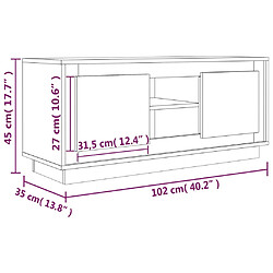 vidaXL Meuble TV blanc brillant 102x35x45 cm bois d'ingénierie pas cher