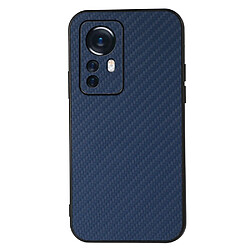 Coque en TPU + PU texture en fibre de carbone, anti-rayures bleu pour votre Xiaomi 12 Pro