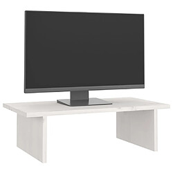 Avis vidaXL Support de moniteur Blanc 50x27x15 cm Bois de pin solide