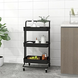 Maison Chic Desserte de cuisine | Chariot de cuisine | Meuble de rangement roulant 3 niveaux Noir 42x35x85 cm Fer et ABS -GKD98552