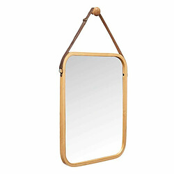 Gift Decor Miroir suspendu Naturel Cuir Bambou Rectangulaire 34 x 41,5 x 1,5 cm (6 Unités)