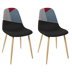 The Home Deco Factory Chaises first patchwork en métal et textile (Lot de 2) Bleu et rouge.